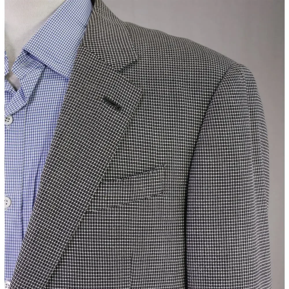 Armani Collezioni Silver Black Wool Viscose Knit Woven 2Btn Sportcoat Blazer 40R